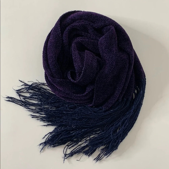 Lush Purple Blue Handwoven Rayon Chenille Scarf Fringe Wrap Winter Fashion Gift